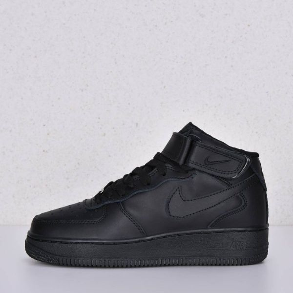 Nike Air Force 1 Mid '07 Black Leather Sneakers Art 5001-2